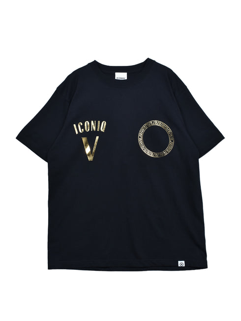 【ICONIQ】 V ゴールド箔プリント ショートスリーブ TEE