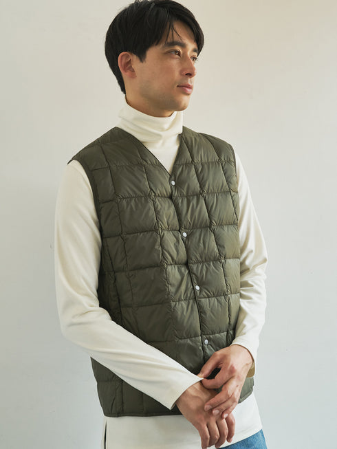 【TAION】 ベーシック Vネックボタン インナーダウンベスト