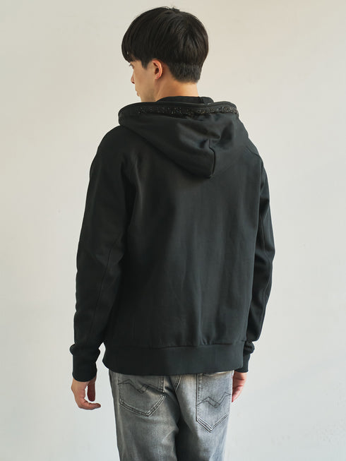 【1PIU1UGUALE3】 HOODED RHINESTONE HOODIE
