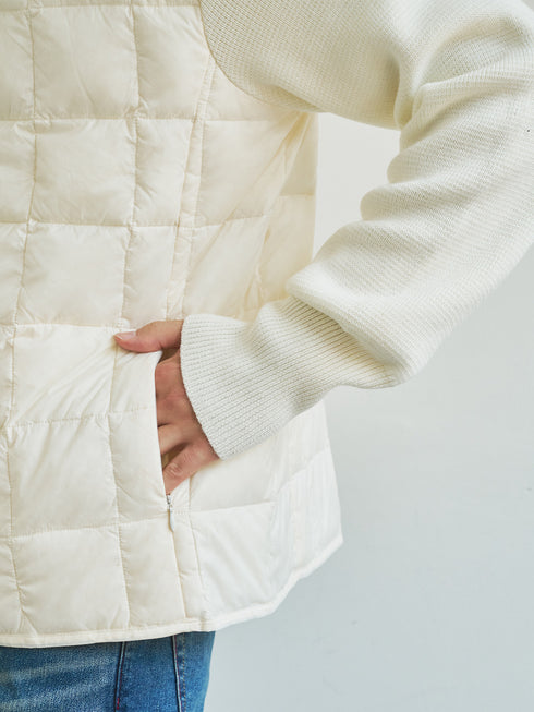 【TAION】ベーシック ハイネックWジップ ニットスリーブダウンジャケット