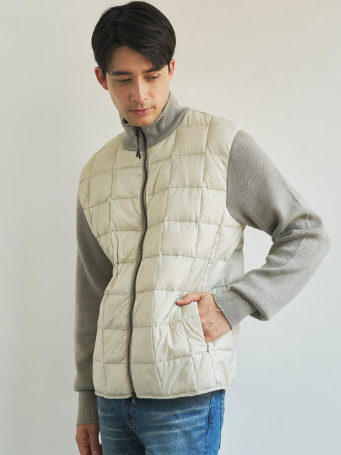 【TAION】ベーシック ハイネックWジップ ニットスリーブダウンジャケット