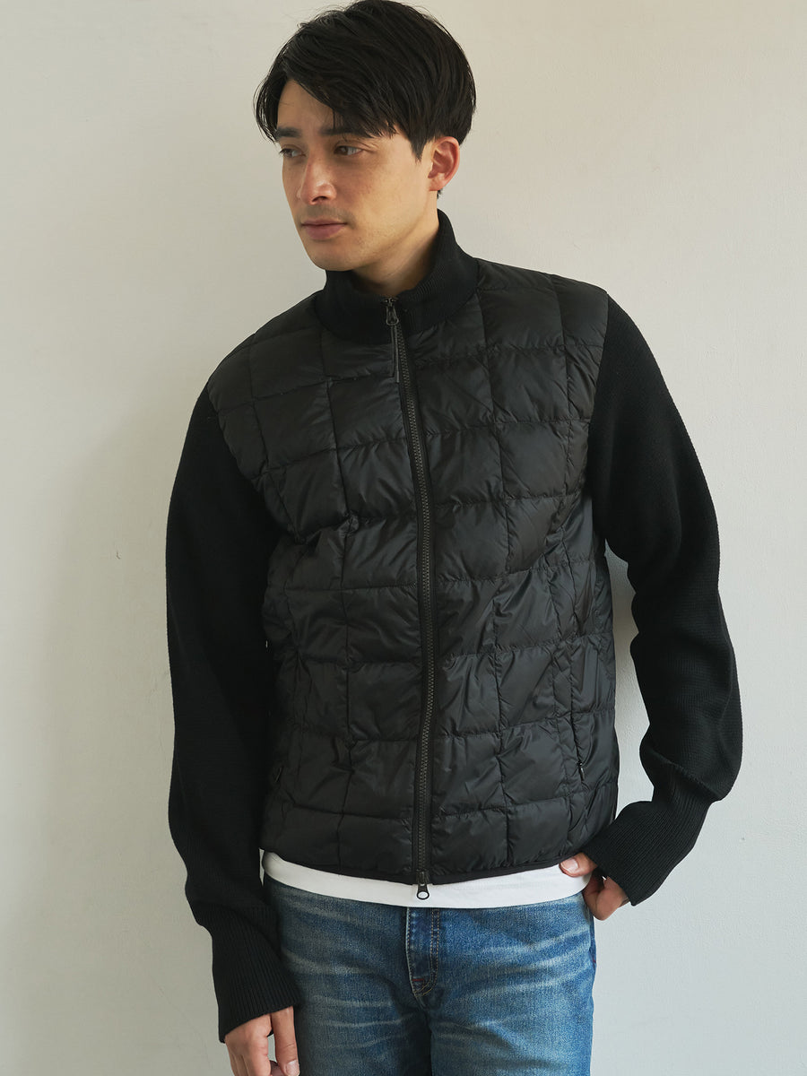 TAION】ベーシック ハイネックWジップ ニットスリーブダウンジャケット