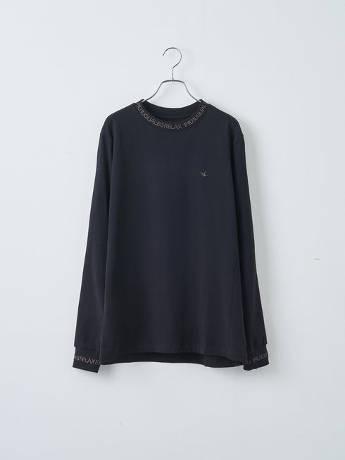 【1PIU1UGUALE3】グロッシー刺繍ネックロゴロングTシャツ