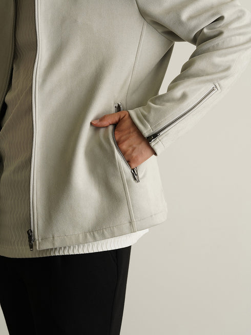 【CUSTOM CULTURE】ポンチスエード スタンドカラー ブルゾン