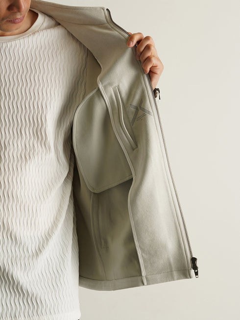 【CUSTOM CULTURE】ポンチスエード スタンドカラー ブルゾン