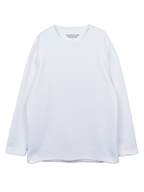 【Custom Culture】キルト風ダイヤ柄ジャガードロングスリーブTシャツ