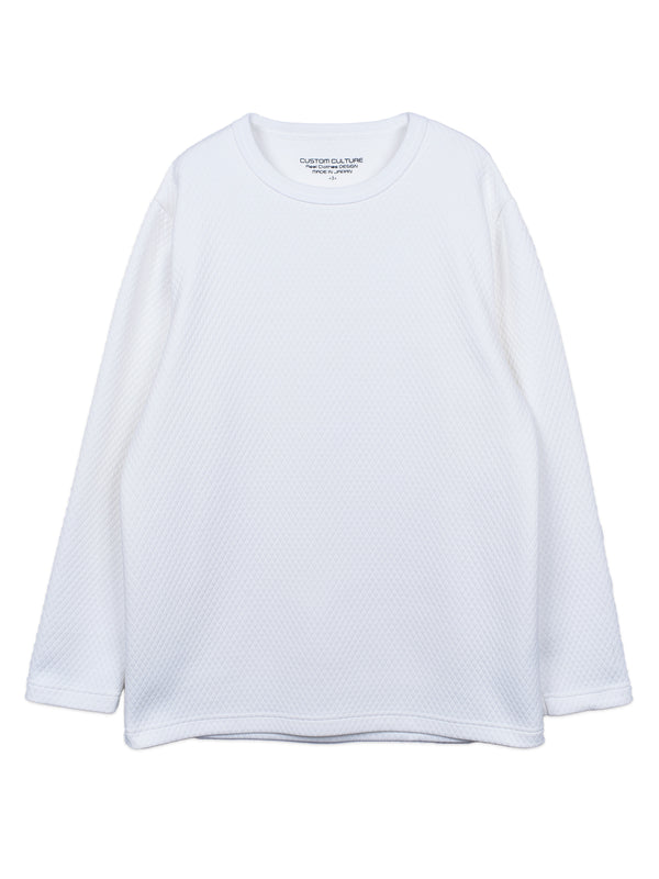 【Custom Culture】キルト風ダイヤ柄ジャガードロングスリーブTシャツ