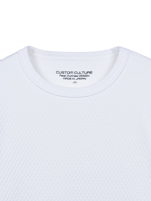 【Custom Culture】キルト風ダイヤ柄ジャガードロングスリーブTシャツ