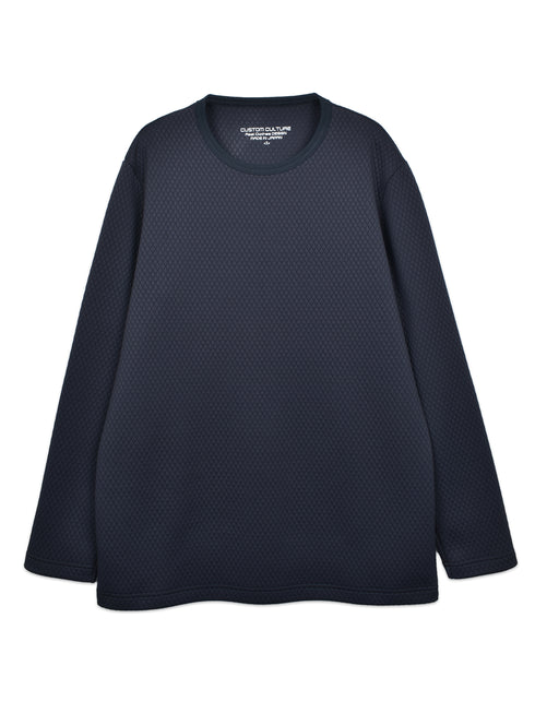 【Custom Culture】キルト風ダイヤ柄ジャガードロングスリーブTシャツ