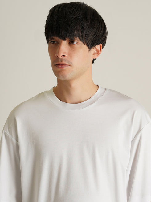 【TRANSITION】シルケットスムース天竺ナイロンワッシャー切り替えPK tee
