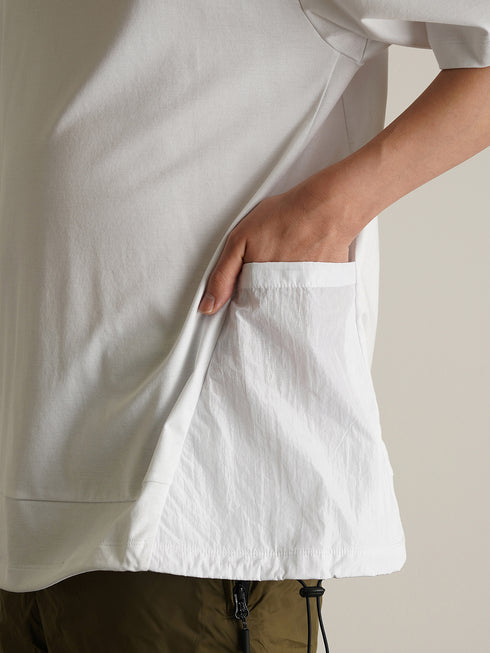 【TRANSITION】シルケットスムース天竺ナイロンワッシャー切り替えPK tee