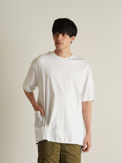 【TRANSITION】シルケットスムース天竺ナイロンワッシャー切り替えPK tee
