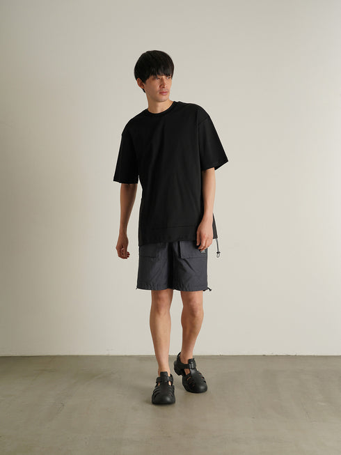 【TRANSITION】シルケットスムース天竺ナイロンワッシャー切り替えPK tee