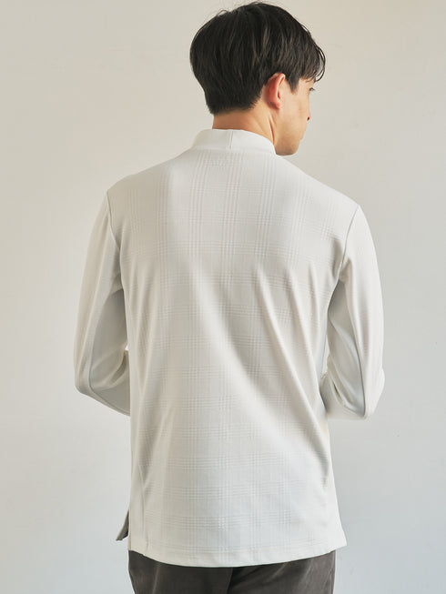 【TRANSITION】グレンチェックジャガードモックネックロングスリーブTEE