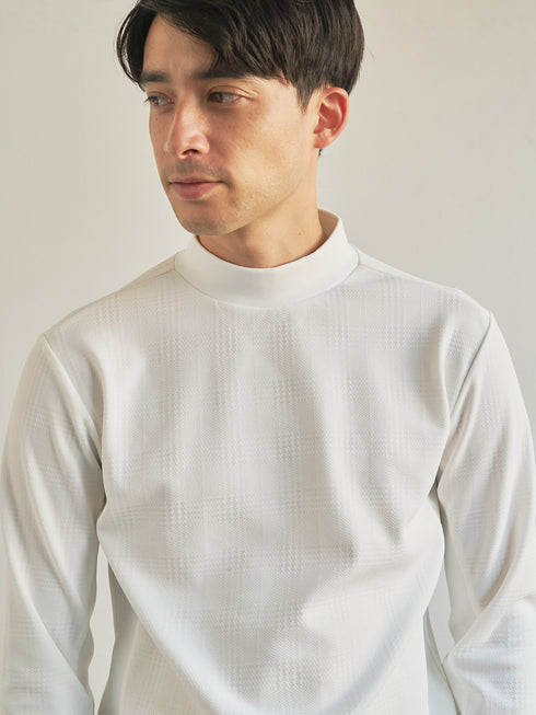 【TRANSITION】グレンチェックジャガードモックネックロングスリーブTEE
