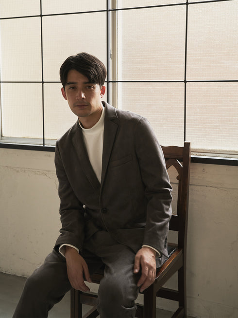 【TRANSITION】グレンチェックジャガードモックネックロングスリーブTEE