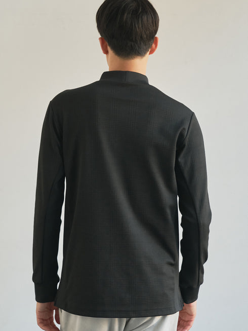 【TRANSITION】グレンチェックジャガードモックネックロングスリーブTEE