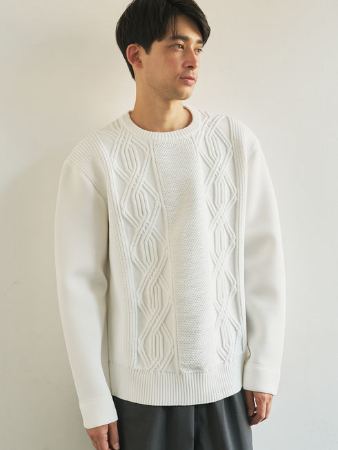 【TRANSITION】ダンボールニット×5ゲージニットクルーネック