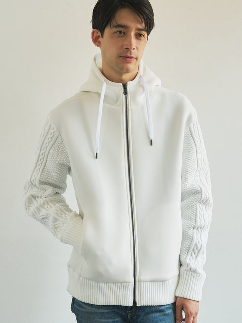 【TRANSITION】ダンボールニット×5ゲージニットフロントジップパーカー