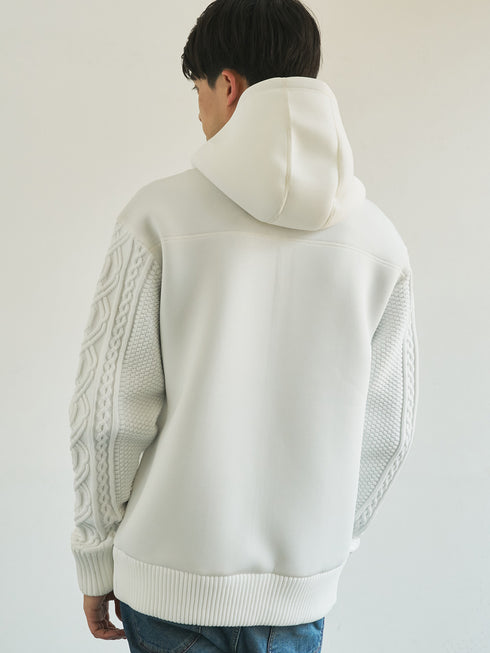 【TRANSITION】ダンボールニット×5ゲージニットフロントジップパーカー