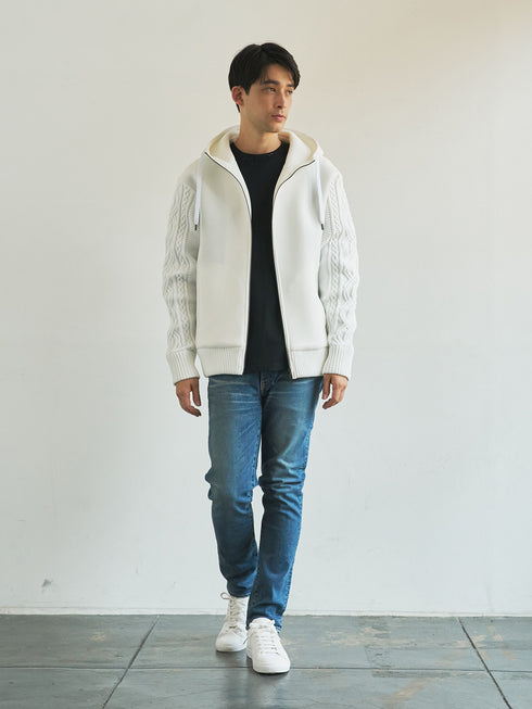 【TRANSITION】ダンボールニット×5ゲージニットフロントジップパーカー