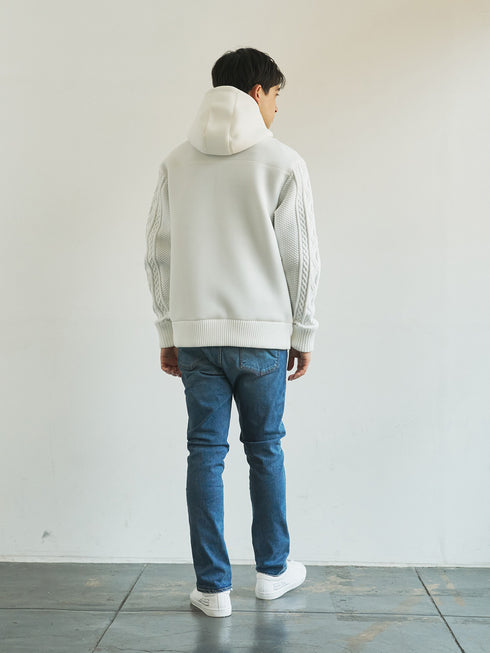 【TRANSITION】ダンボールニット×5ゲージニットフロントジップパーカー