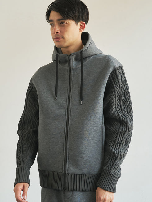 【TRANSITION】ダンボールニット×5ゲージニットフロントジップパーカー