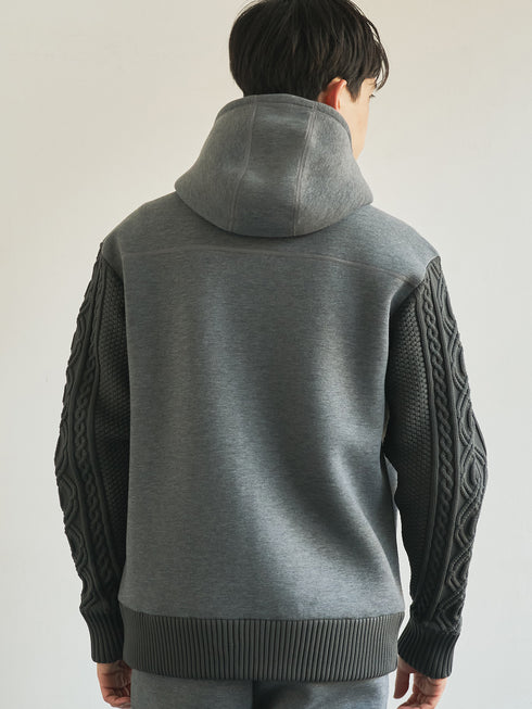 【TRANSITION】ダンボールニット×5ゲージニットフロントジップパーカー