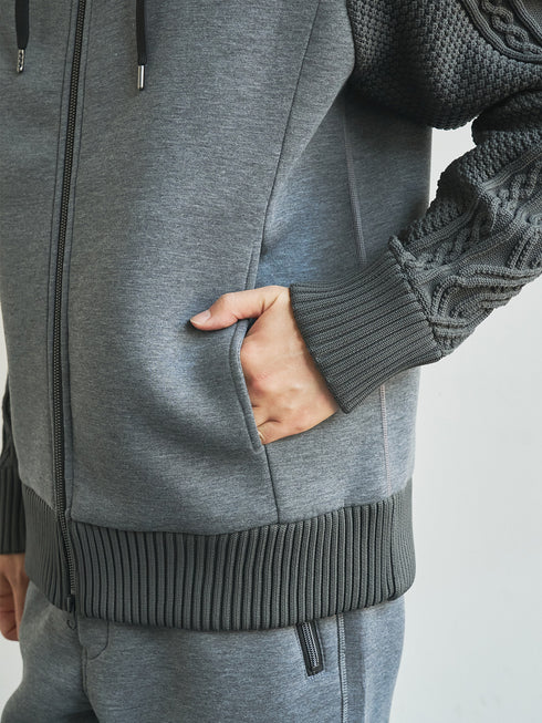 【TRANSITION】ダンボールニット×5ゲージニットフロントジップパーカー