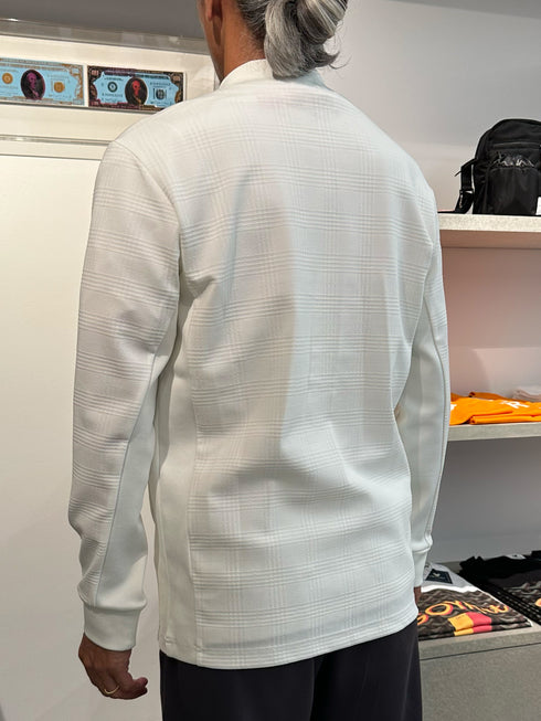 【TRANSITION】チェックジャガードモックネックフロントジップTEE