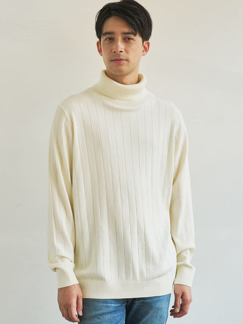 【TRANSITION×G-STAGE】G-STAGE別注ワイドリブ編み タートルネックニット