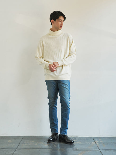 【TRANSITION×G-STAGE】G-STAGE別注ワイドリブ編み タートルネックニット