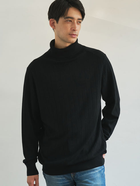 【TRANSITION×G-STAGE】G-STAGE別注ワイドリブ編み タートルネックニット