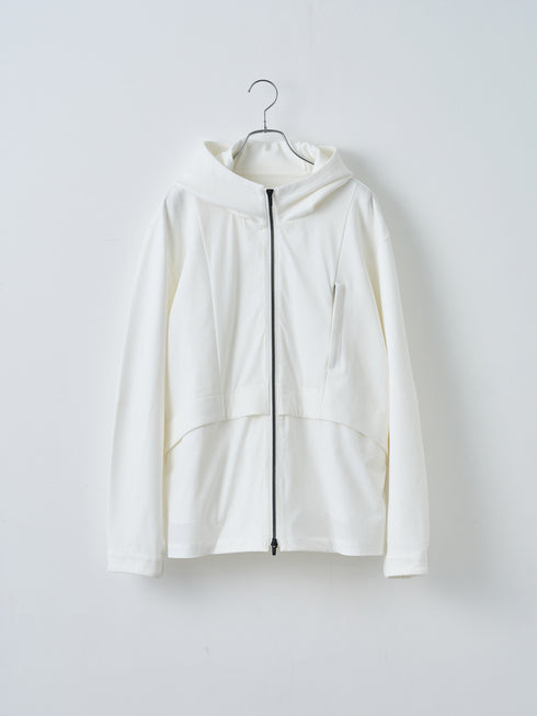 【TRANSITION】ポンチ×ストレッチナイロン切り替えフーデッドブルゾン