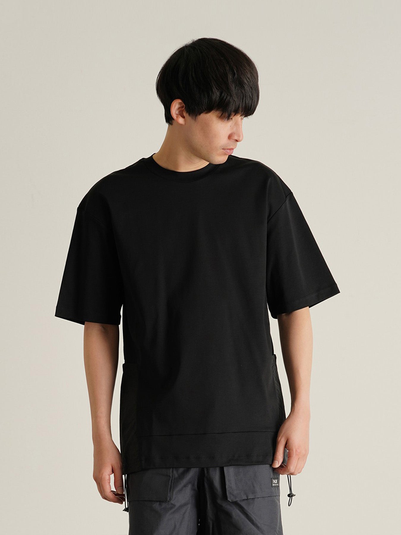 【TRANSITION】シルケットスムース天竺ナイロンワッシャー切り替えPK TEE TRANSITION】シルケットスムース天竺ナイロンワッシャー切り替え